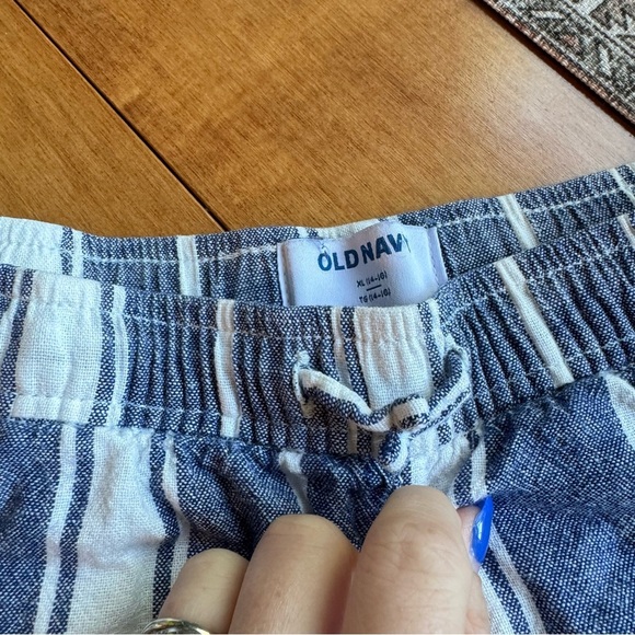 Old Navy High Waist Blue and White Striped Shorts - Picture 2 of 2